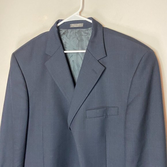 Loro Piana Men 46R Suit Jacket 3 Button Blue Plaid 100% Wool Sport Coat Lined - Picture 2 of 12